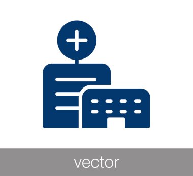 Hastane düz simgesi.