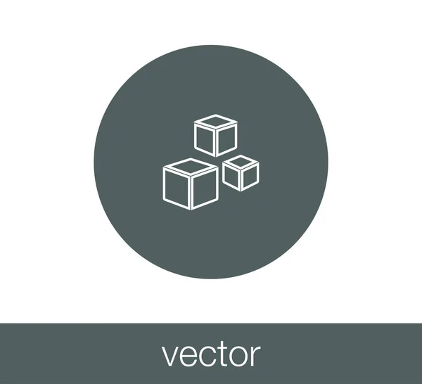 Ícone de cubo plana —  Vetores de Stock