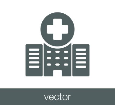 Hastane düz simgesi.