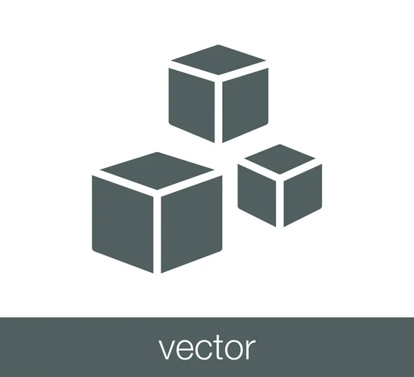 Ícone de cubo plana — Vetor de Stock