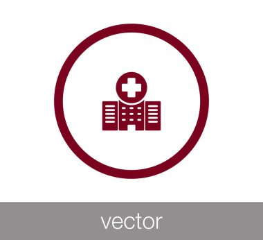 Hastane düz simgesi.