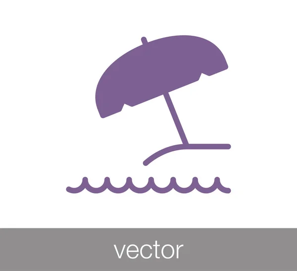 Значок пляжа. Значок зонтика . — стоковый вектор