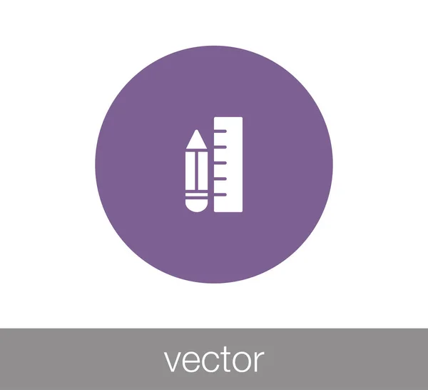 Regla y lápiz icono — Vector de stock