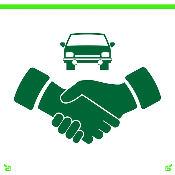 Handshake and car icon — Stock Vector