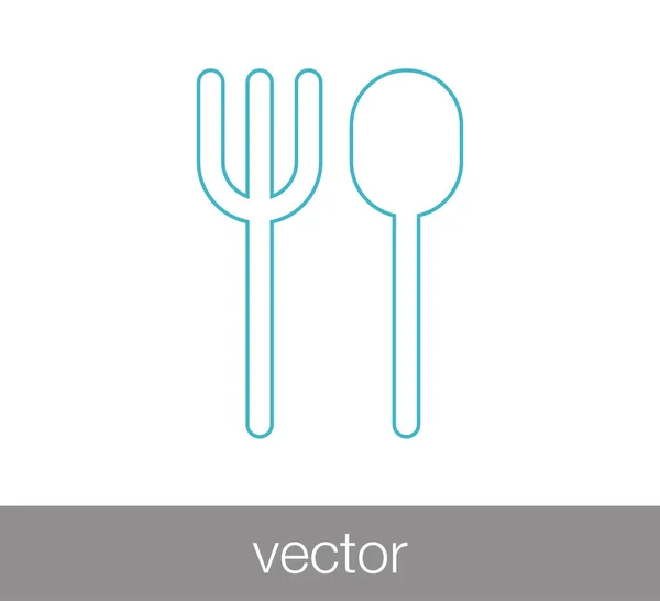 Tenedor y cuchara icono — Vector de stock