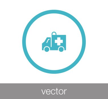 Ambulans düz simgesi.