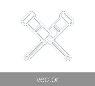 koltuk değneği düz simgesi