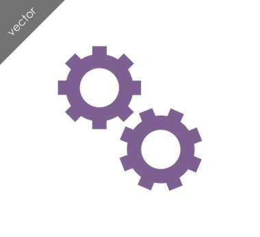 Cogwheels düz simgesi