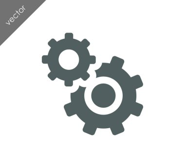 Cogwheels düz simgesi