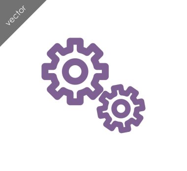 Cogwheels düz simgesi