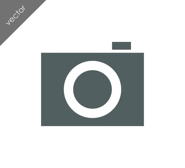 Icona della fotocamera segno piatto — Vettoriale Stock