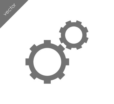 Cogwheels düz simgesi