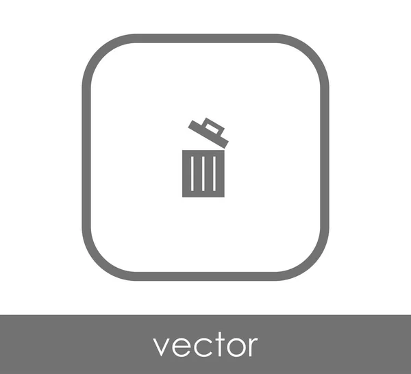 Cubo de basura icono plano — Vector de stock