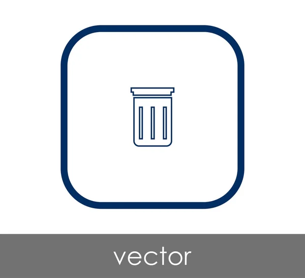 Lixo bin ícone plano — Vetor de Stock