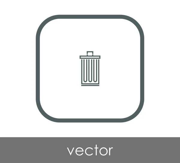 Poubelle icône plate — Image vectorielle