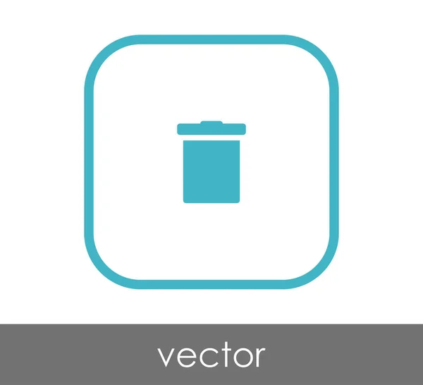 Cubo de basura icono plano — Vector de stock