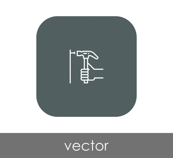 Значок Плоского Молота Округлом Квадрате — стоковый вектор