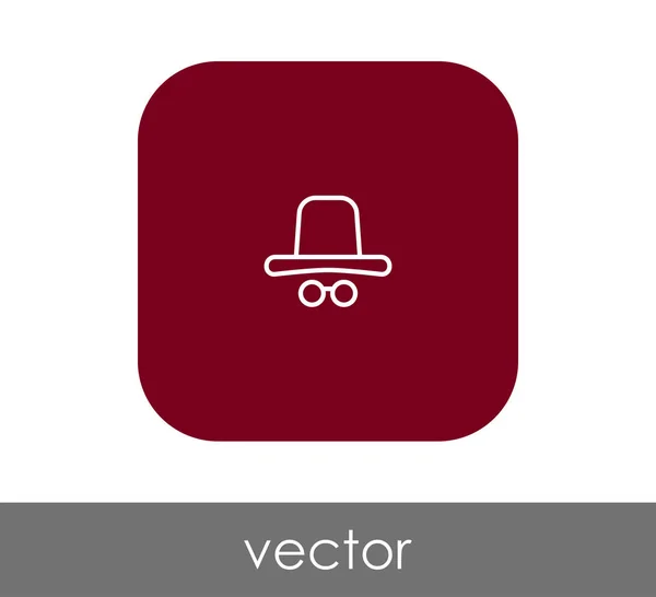 Gafas Graduadas Con Sombrero Icono Plano Cuadrado Redondeado — Vector de stock