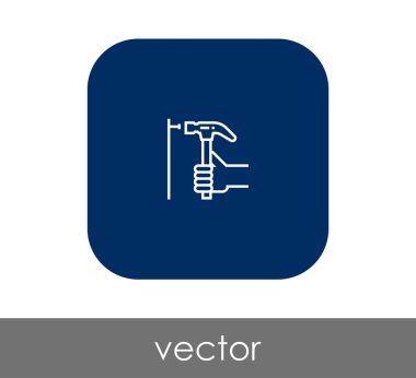 Yuvarlatılmış Kare çekiç düz simgesi