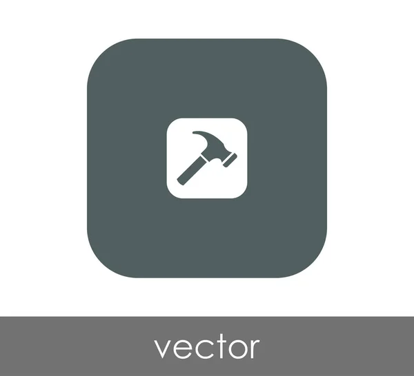 Platte Pictogram Hamer Afgerond Vierkant — Stockvector