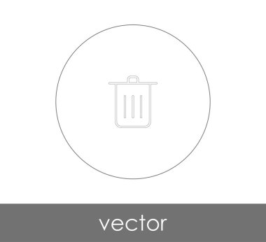 Çöp kutusu simgesi, vektör illüstrasyonu 