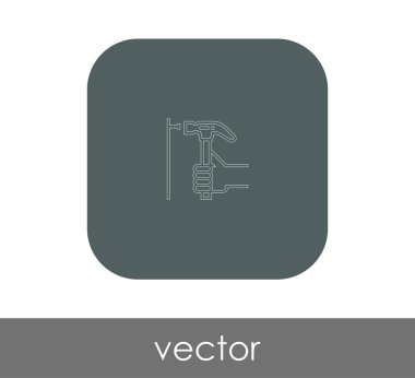 araç düz simgesini çekiç, illüstrasyon vektör