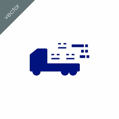 dağıtım kamyonu simgesi, vektör illüstrasyonu