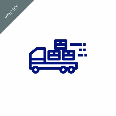 dağıtım kamyonu simgesi, vektör illüstrasyonu