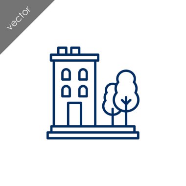 ev düz simgesi, vektör illüstrasyonu