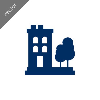 ev düz simgesi, vektör illüstrasyonu