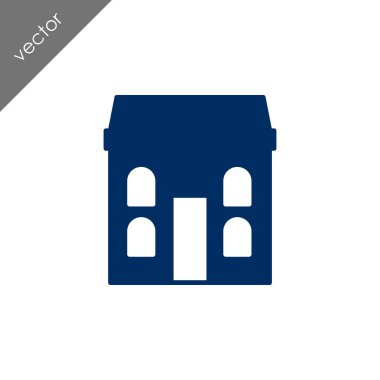 ev düz simgesi, vektör illüstrasyonu