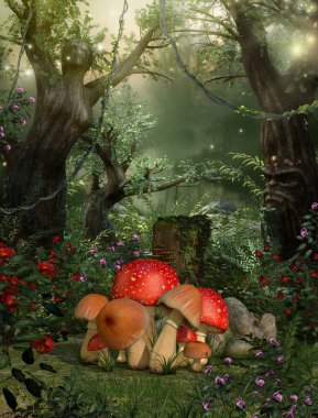 Büyüleyici büyülü peri ormanda kavramı