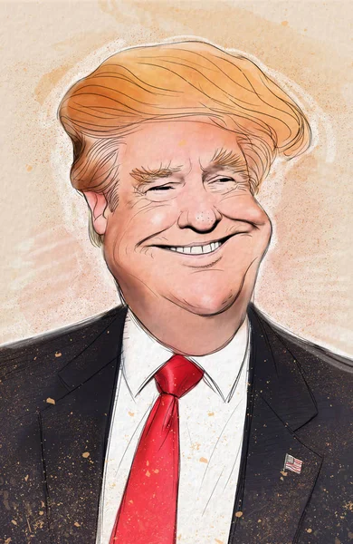 Donal Trump Cartoon Retrato Ilustração — Fotografia de Stock