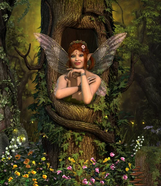魅惑的な森の隠れ家の妖精 — ストック写真