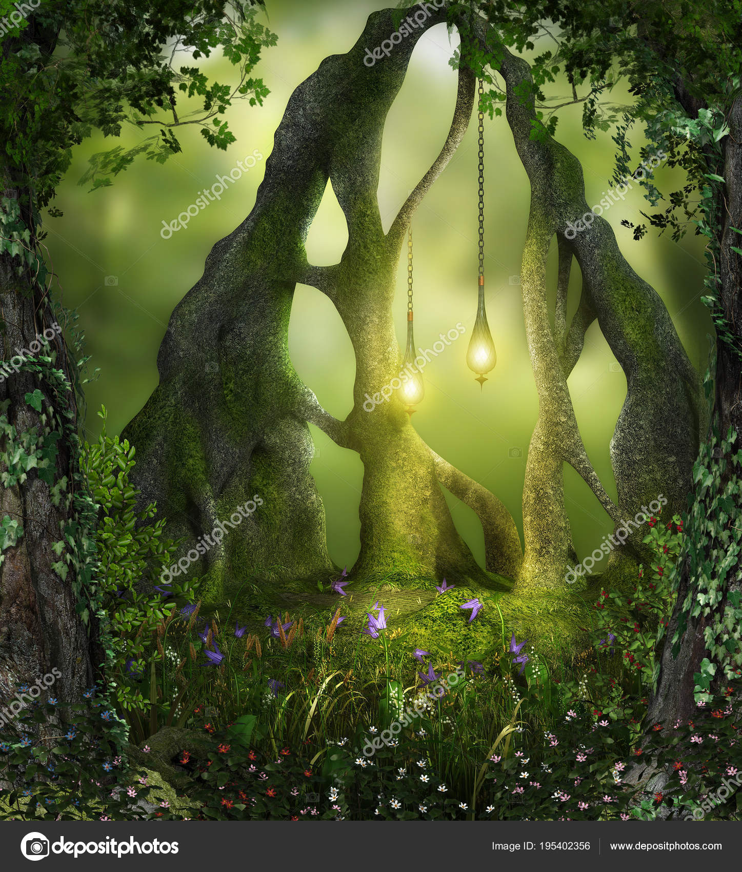 Magical Forest Fairy Lights ⬇ Stock Photo, Image by © ratpack2 195402356