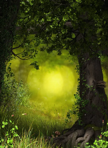 Enchanting Fantasy Fairy Tale Forest Background Your Artistic Creations Render — Stock Photo, Image