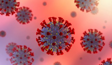 Coronavirus Sars Solunum Sendromu makro görüntü COVID-19, 3D görüntüleme.