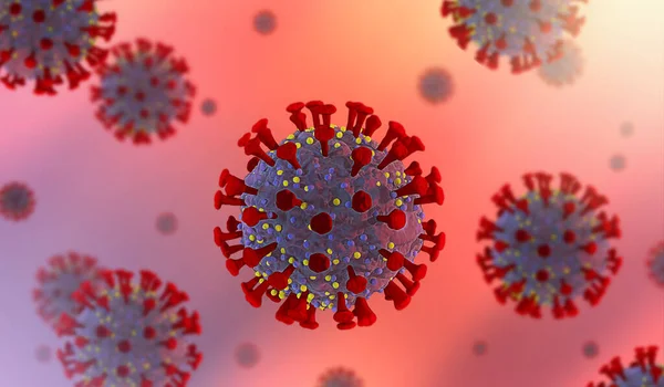 Síndrome Respiratorio Coronavirus Sars Imagen Macro Covid Render —  Fotos de Stock