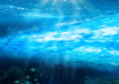 Concept of the swift Gulf Stream underwater ocean current flowing in the Atlantic, 3d render clipart