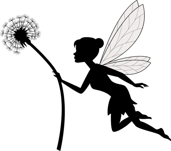 Fairy holding dandelion — Stock Vector