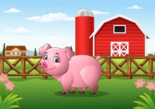 만화 돼지 농장 배경 — 스톡 벡터