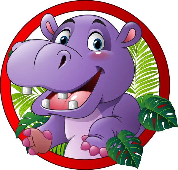 Cartoon funny hippo mascotte — Stockvector