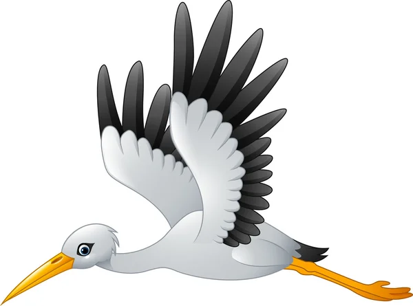 Cartoon stork flyger — Stock vektor