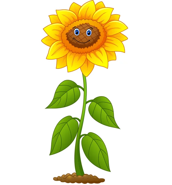 Cartone animato girasole sorridente — Vettoriale Stock