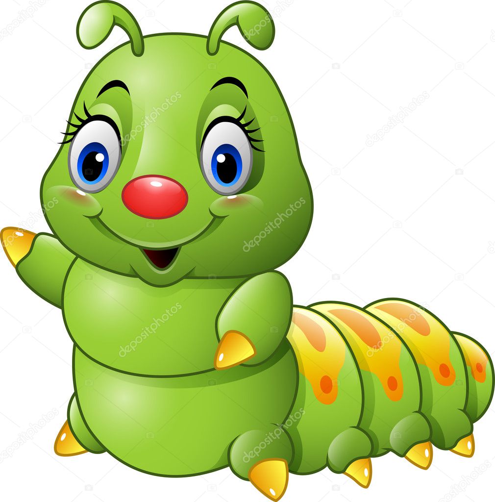 Cartoon green caterpillar