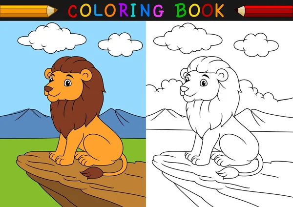 Cartoon lion coloring book — Stock Vector