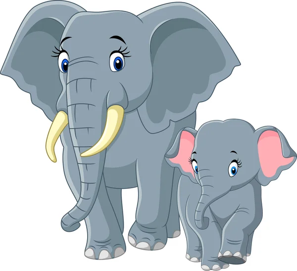 Baby and Mother Elephant — Stock Vector
