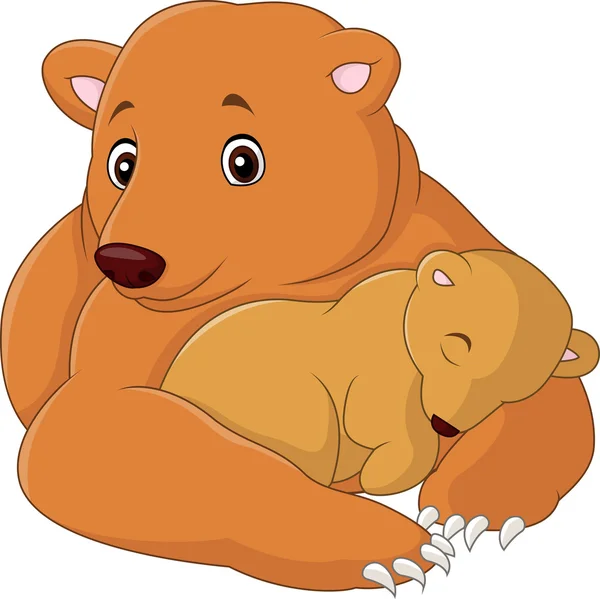 Mother and baby bear cartoon — Stock Vector