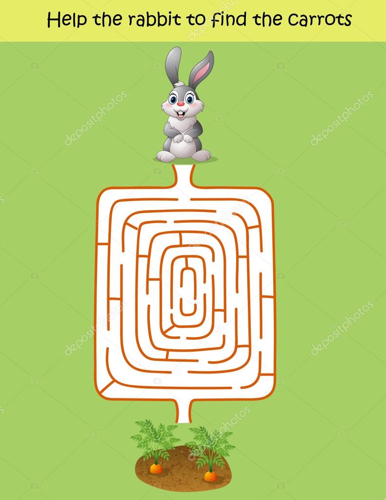 Maze game, help the rabbit to find the carrot