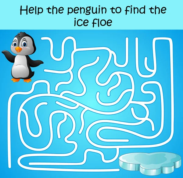 Aiuta il pinguino a trovare la banchisa — Vettoriale Stock